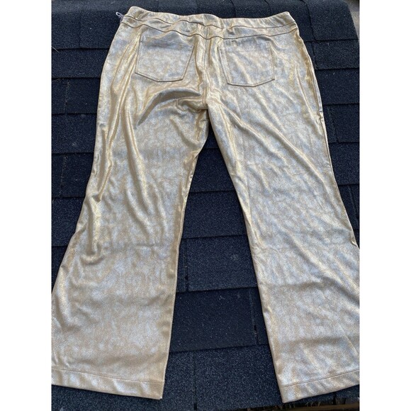 Soft Surroundings Boot Cut Leggings Women’s 2X Metallic Gold Stretchy Holiday - Picture 3 of 10